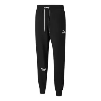 Брюки logo club sweatpants 'black' Puma, черный