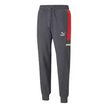 Брюки logo tape pants 'grey' Puma, серый