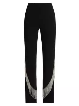 Брюки Lucynda из крепа с бахромой Cinq Sept, черный