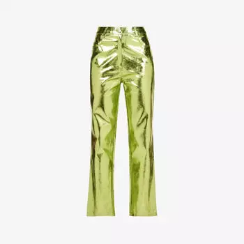 Брюки Lupe прямого кроя из искусственной кожи с высокой посадкой Amy Lynn, зеленый