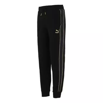 Брюки luxe sweatpants 'black' Puma, черный