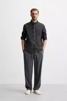 Брюки lyocell jogger на талии ZARA, антрацитово-серый
