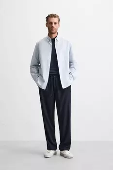 Брюки lyocell jogger на талии ZARA, темно-синий