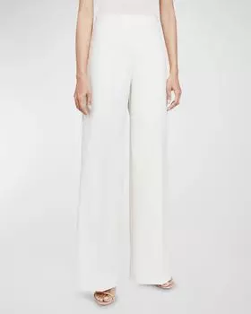 Брюки Maggie из хлопкового поплина с высокой посадкой Santorelli, цвет Ivory
