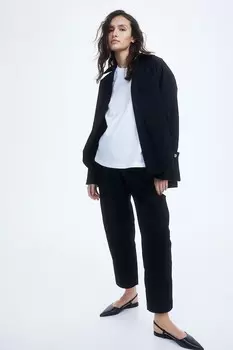 Брюки мама из смеси льна H&M, черный