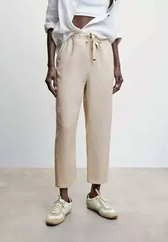 Брюки Mango Linen, светло-серый пастельный
