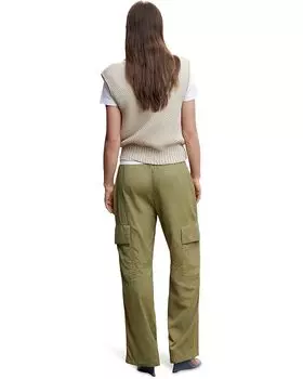 Брюки MANGO Oli Trousers, зеленый