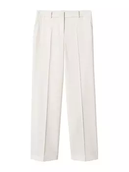 Брюки MANGO Regular Pleated Pants, кремовый