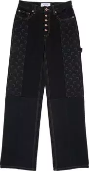 Брюки Marine Serre Moon Denim Boyfriend Trousers 'Black', черный