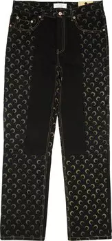Брюки Marine Serre Moon Denim Trousers 'Black', черный