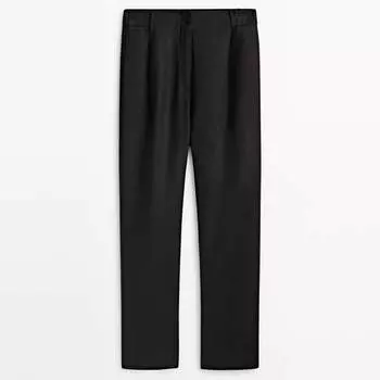 Брюки Massimo Dutti 100% Linen Darted, черный