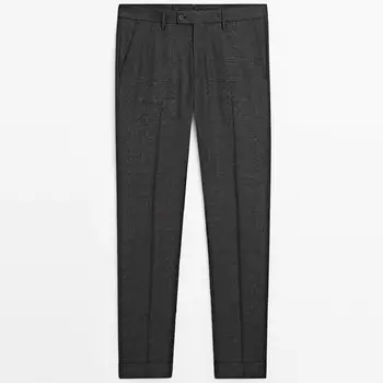 Брюки Massimo Dutti 100% Wool Checked Suits, серый