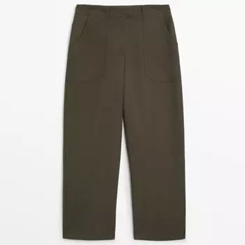 Брюки Massimo Dutti Barrel Fit Carpenter, темно-зеленый