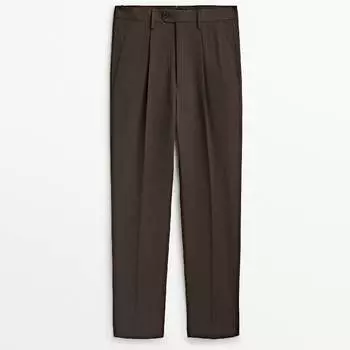 Брюки Massimo Dutti Brown Technical Wool, коричневый