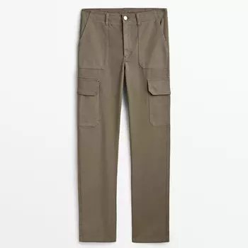 Брюки Massimo Dutti Cotton Blend Cargo, хаки