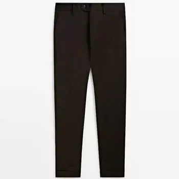 Брюки Massimo Dutti Cotton Blend, коричневый