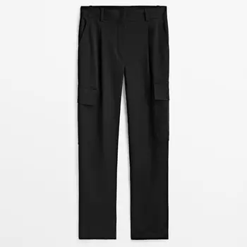 Брюки Massimo Dutti Darted Cargo, черный