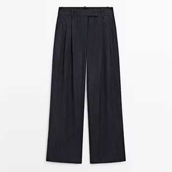 Брюки Massimo Dutti Darted Pinstriped Smart - Studio, темно-синий