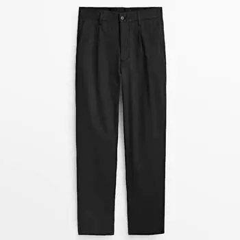 Брюки Massimo Dutti Darted Wide Fit, черный