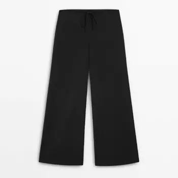Брюки Massimo Dutti Flowing With Tie Detail, черный