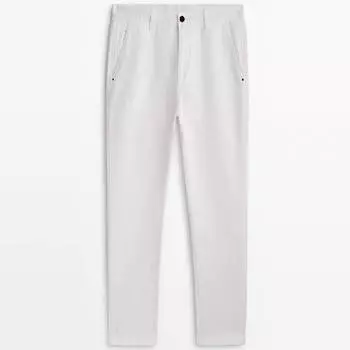Брюки Massimo Dutti Linen Blend Tapered, белый