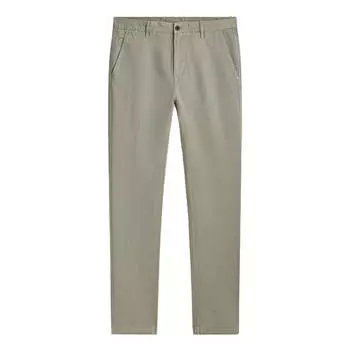 Брюки Massimo Dutti Linen Blend Tapered Fit, зеленый
