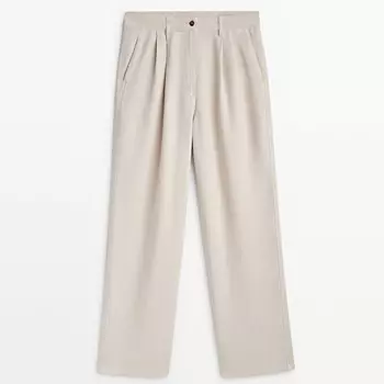 Брюки Massimo Dutti Loose-fit Lyocell, бежевый