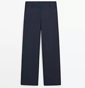 Брюки Massimo Dutti Low-rise Poplin, темно-синий