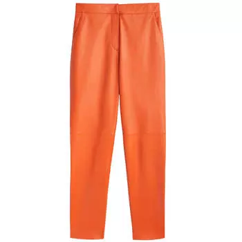 Брюки Massimo Dutti Nappa Leather, оранжевый