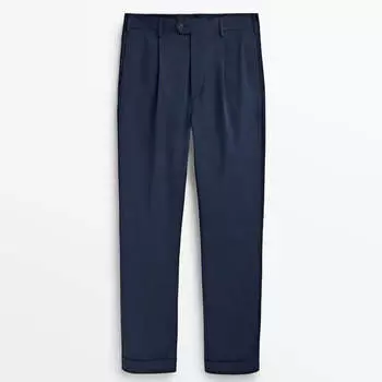 Брюки Massimo Dutti Relaxed Fit Darted Chino, темно-синий
