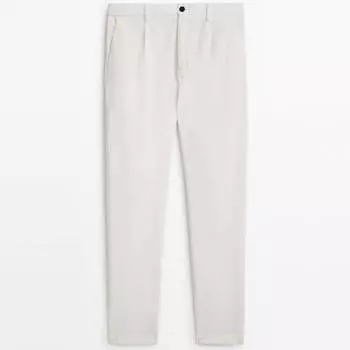Брюки Massimo Dutti Relaxed Fit Twill, белый