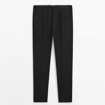 Брюки Massimo Dutti Relaxed-fit Wool Blend Chino, черный