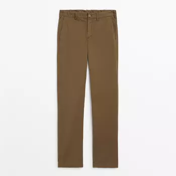 Брюки Massimo Dutti Slim Fit Cotton Blend Chino, светло-коричневый