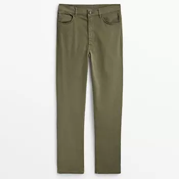 Брюки Massimo Dutti Slim Fit Cropped Mid-waist, хаки