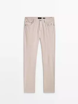 Брюки Massimo Dutti Slim Fit Diagonal Corduroy Denim, светло-серый