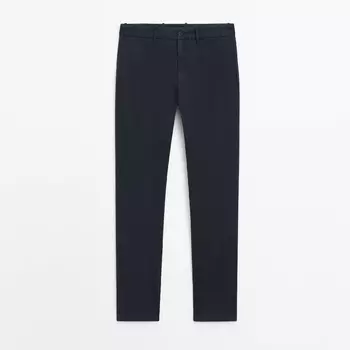 Брюки Massimo Dutti Slim-fit Tricotine Chino, темно-синий