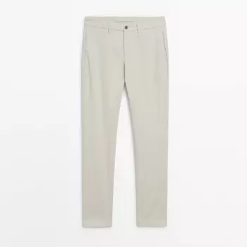 Брюки Massimo Dutti Slim-fit Tricotine Chino, светлот-бежевый
