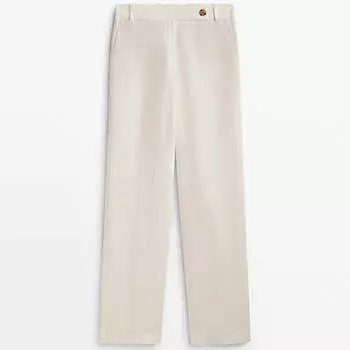 Брюки Massimo Dutti Straight Fit 100% Linen Suit, белый