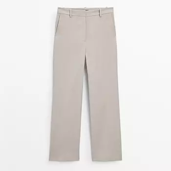 Брюки Massimo Dutti Straight-fit, серо-бежевый