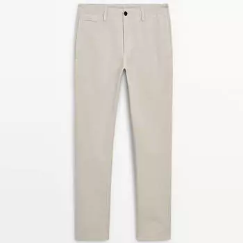 Брюки Massimo Dutti Straight-leg Canvas Chino, бежевый