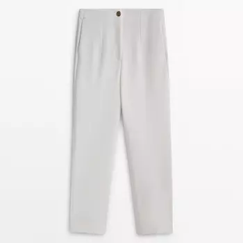 Брюки Massimo Dutti Straight With Golden Button, белый
