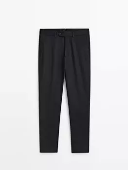 Брюки Massimo Dutti Studio Extra Cotton Wide-leg, темно-синий