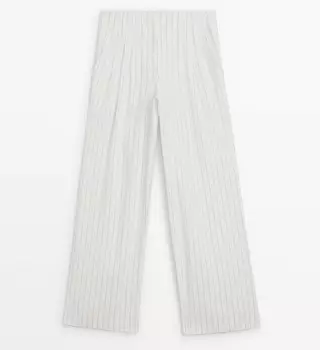 Брюки Massimo Dutti Suit With Contrast Stripes, светло-серый