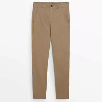 Брюки Massimo Dutti Tapered Fit Chino, бежевый