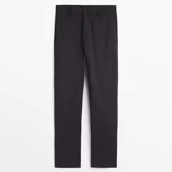 Брюки Massimo Dutti Tapered Fit Cotton Blend, темно синий