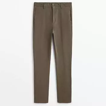 Брюки Massimo Dutti Tapered Fit Cotton, коричневый