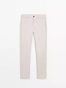 Брюки Massimo Dutti Tapered Fit Cotton, светло-серый