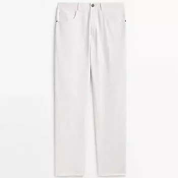 Брюки Massimo Dutti Tapered-Fit Denim-Effect, белый