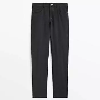 Брюки Massimo Dutti Tapered-Fit Denim-Effect, темно-синий