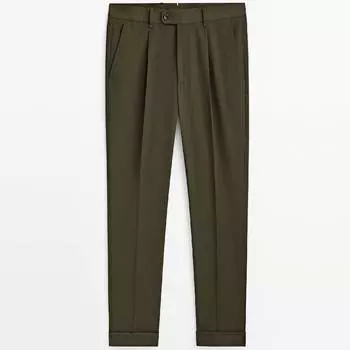 Брюки Massimo Dutti Technical Wool, зеленый